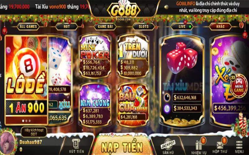 Game trên dưới go88 đa dạng, đặc sắc