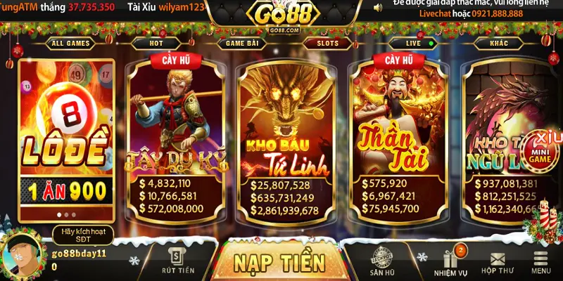 Kho báu tứ linh go88 top 1 sảnh nổ hũ