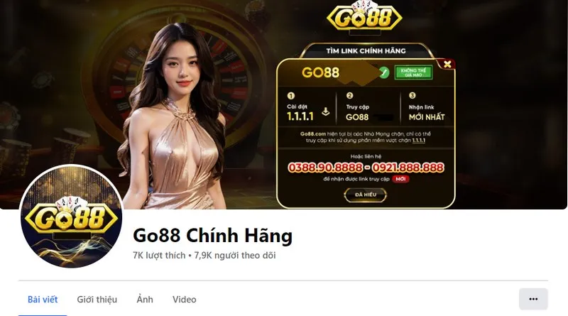 Truy cập fanpage go88 nhận giftcode giá trị